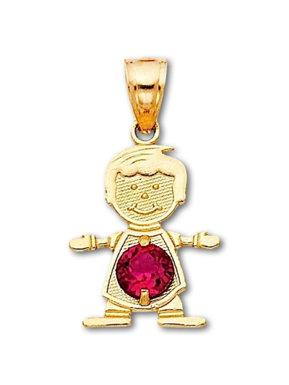 14k Solid Gold July Birthstone Boy Charm By Tehrani Jewelry